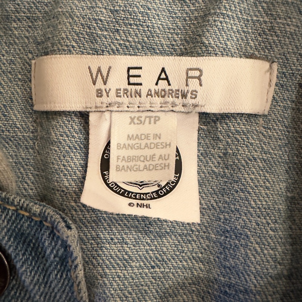 LA Kings Jean Jacket - Women's Crop Hooded Denim Jacket-WEAR by Erin Andrews-XS - Picture 6 of 16
